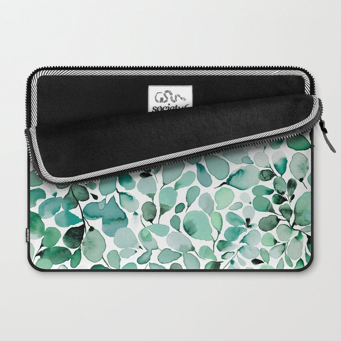 Watercolor Eucalyptus Botanical Green Leaves Laptop Sleeve Gallery Image 2