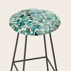 Watercolor Eucalyptus Botanical Green Leaves Stool Gallery Image 2