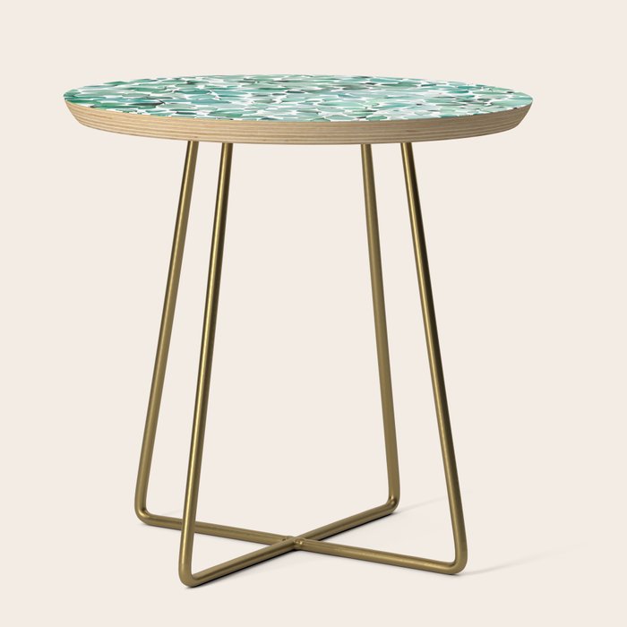Watercolor Eucalyptus Botanical Green Leaves Side Table Gallery Image 1