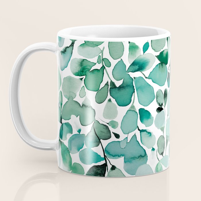 Watercolor Eucalyptus Botanical Green Leaves Coffee Mug Gallery Image 3