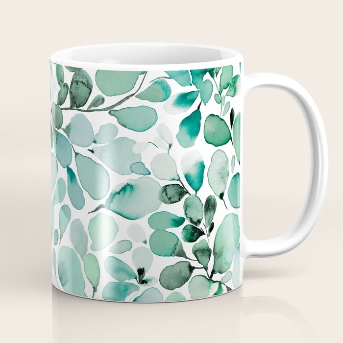 Watercolor Eucalyptus Botanical Green Leaves Coffee Mug Gallery Image 1