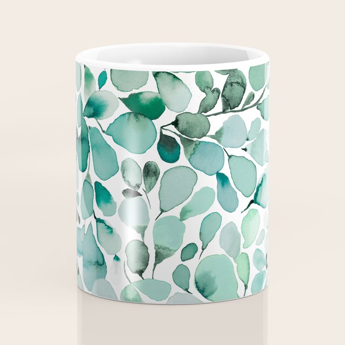 Watercolor Eucalyptus Botanical Green Leaves Coffee Mug Gallery Image 4