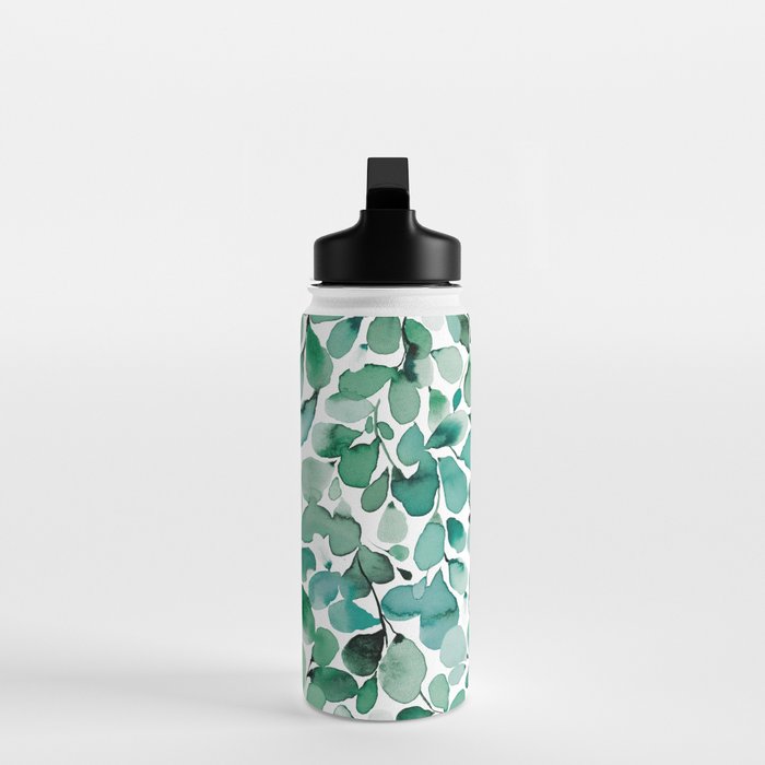 Watercolor Eucalyptus Botanical Green Leaves Water Bottle Gallery Image 3