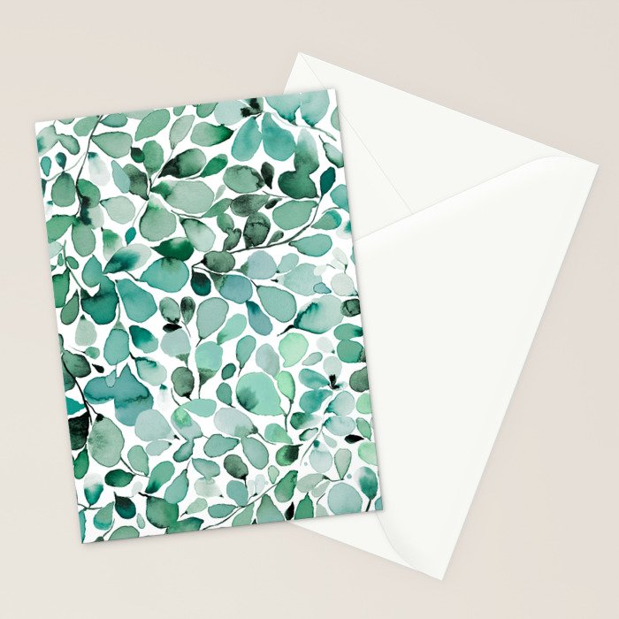 Watercolor Eucalyptus Botanical Green Leaves Stationery Card Gallery Image 2