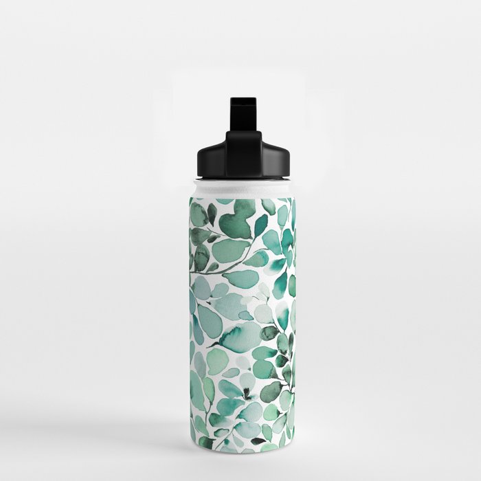 Watercolor Eucalyptus Botanical Green Leaves Water Bottle Gallery Image 2