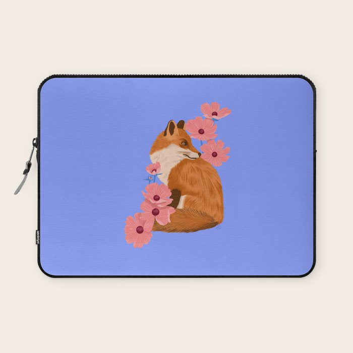 Graceful Fox Among Flowers Laptop Sleeve Gallery Image 1