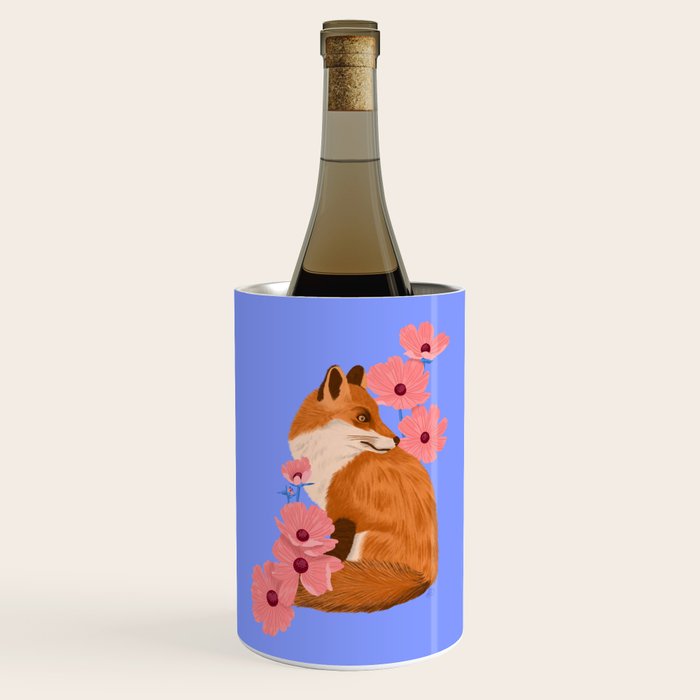 Graceful Fox Among Flowers Wine Chiller Gallery Image 1