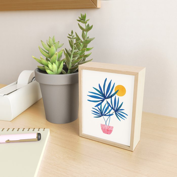 Sunny Palms in Indigo and Pink Mini Art Print Gallery Image 2