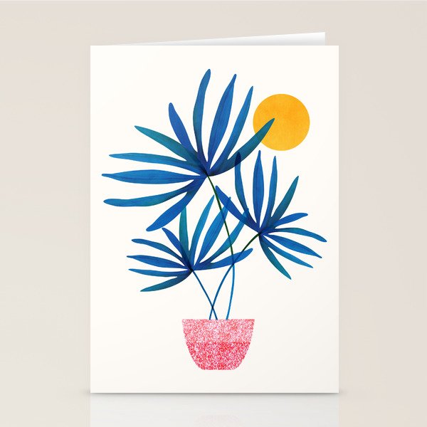 Sunny Palms in Indigo and Pink Stationery Card Gallery Image 1