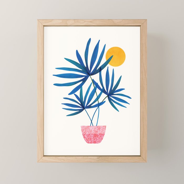 Sunny Palms in Indigo and Pink Mini Art Print Gallery Image 1