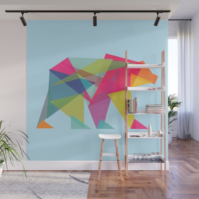Fractal Bear - neon colorways Wall Mural Gallery Image 1