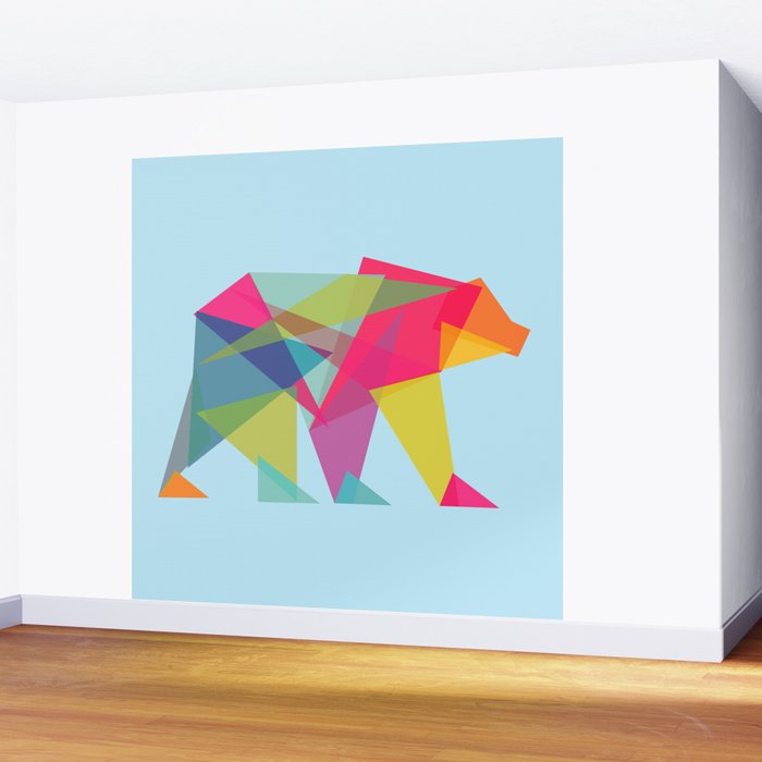 Fractal Bear - neon colorways Wall Mural Gallery Image 2