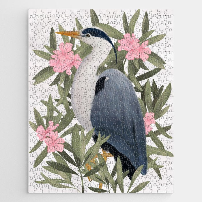 Gray heron and oleander plant - Jigsaw Puzzle Gallery Image 1