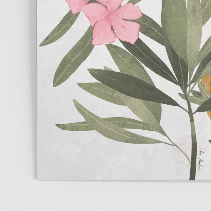 Gray heron and oleander plant - Poster Gallery Image 3
