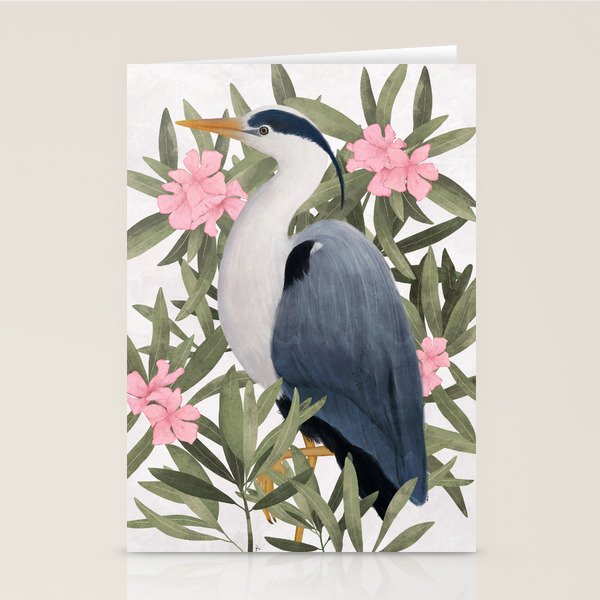 Gray heron and oleander plant - Stationery Card Gallery Image 2