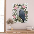 Gray heron and oleander plant - Wall Tapestry Gallery Image 2