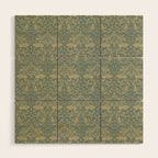 William Morris Brer Rabbit Blue Peacock Gold Vintage Pattern Wood Wall Art Gallery Image 1