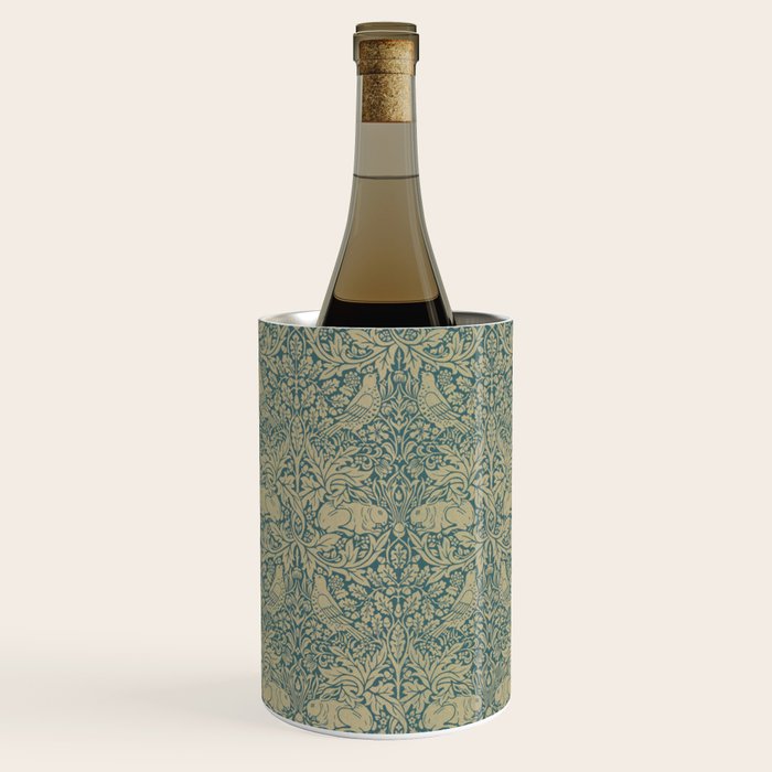 William Morris Brer Rabbit Blue Peacock Gold Vintage Pattern Wine Chiller Gallery Image 1