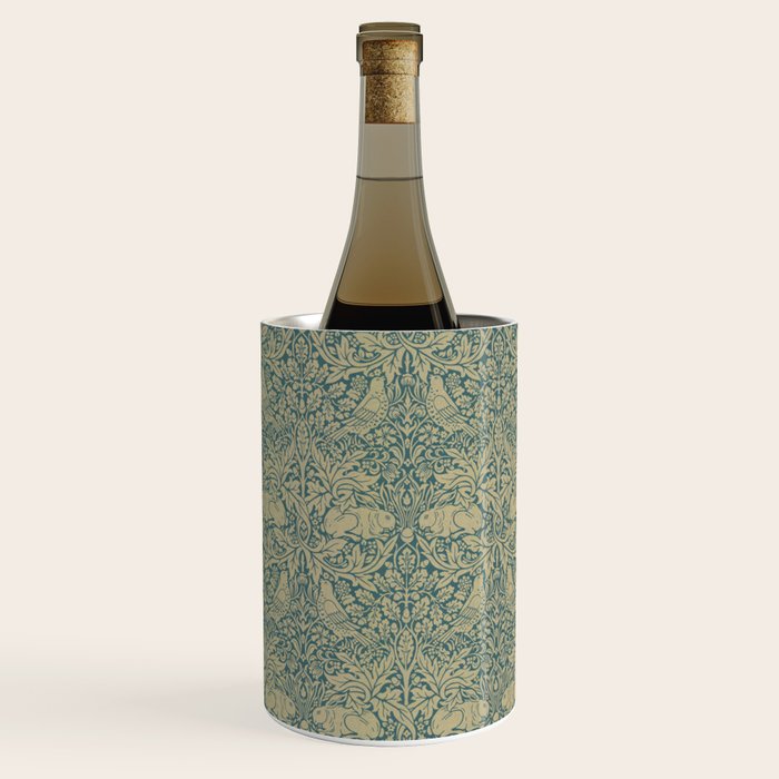 William Morris Brer Rabbit Blue Peacock Gold Vintage Pattern Wine Chiller Gallery Image 2