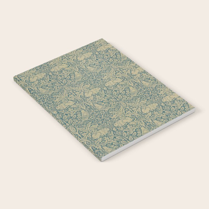 William Morris Brer Rabbit Blue Peacock Gold Vintage Pattern Notebook Gallery Image 1