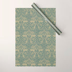 William Morris Brer Rabbit Blue Peacock Gold Vintage Pattern Wrapping Paper Gallery Image 1