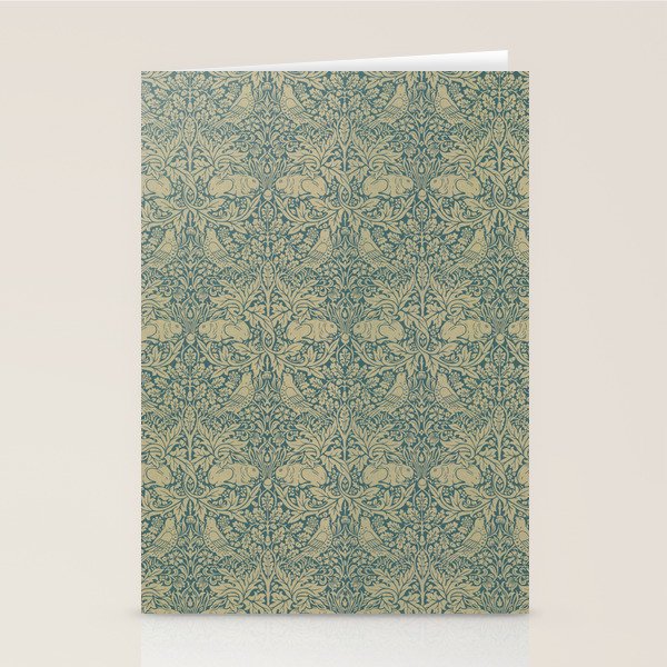 William Morris Brer Rabbit Blue Peacock Gold Vintage Pattern Stationery Card Gallery Image 2