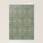 William Morris Brer Rabbit Blue Peacock Gold Vintage Pattern Stationery Card Gallery Image 2
