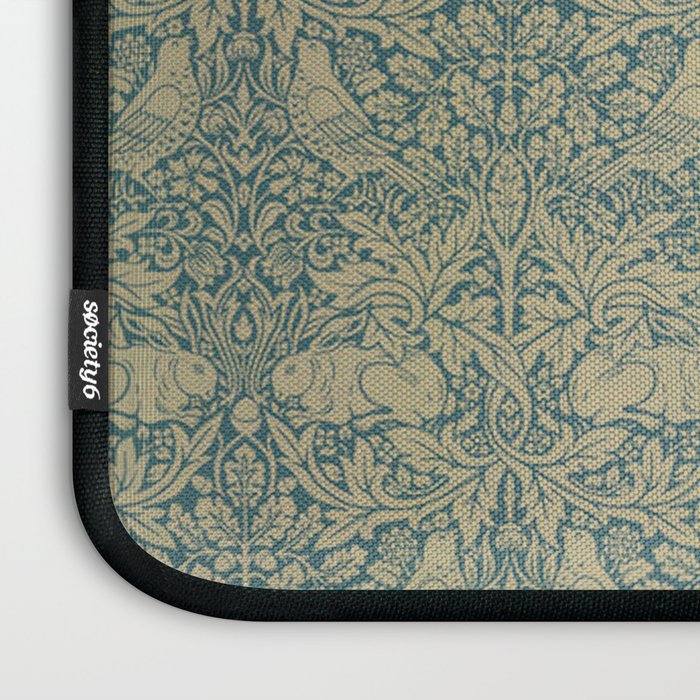 William Morris Brer Rabbit Blue Peacock Gold Vintage Pattern Laptop Sleeve Gallery Image 3