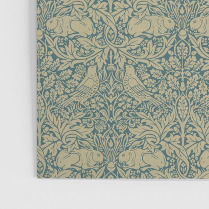 William Morris Brer Rabbit Blue Peacock Gold Vintage Pattern Poster Gallery Image 3