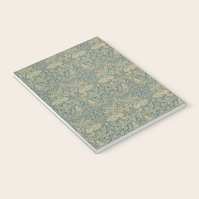 William Morris Brer Rabbit Blue Peacock Gold Vintage Pattern Notebook Gallery Image 3
