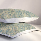 William Morris Brer Rabbit Blue Peacock Gold Vintage Pattern Pillow Sham Gallery Image 3