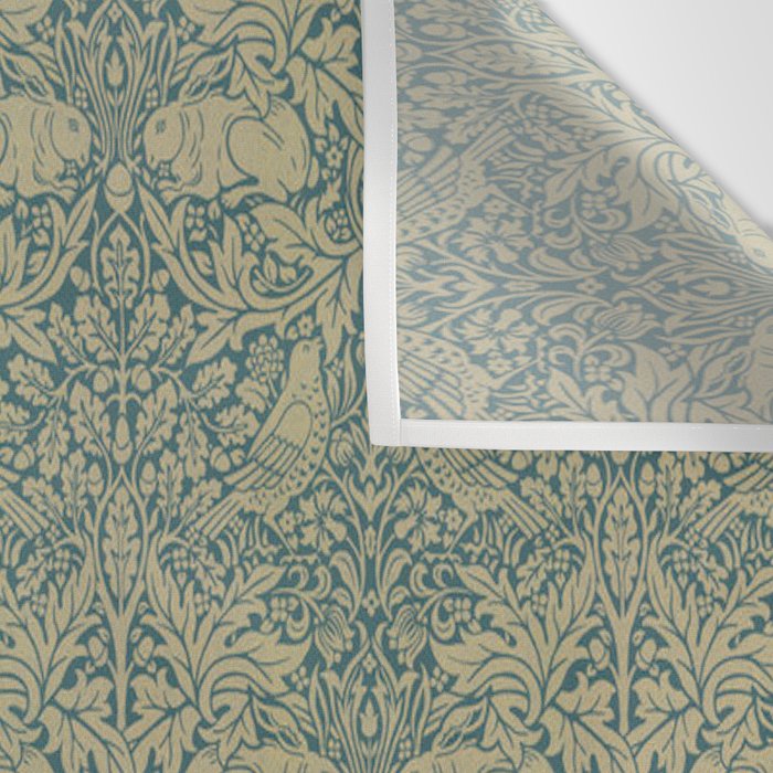 William Morris Brer Rabbit Blue Peacock Gold Vintage Pattern Wall Tapestry Gallery Image 3