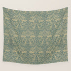 William Morris Brer Rabbit Blue Peacock Gold Vintage Pattern Wall Tapestry Gallery Image 4