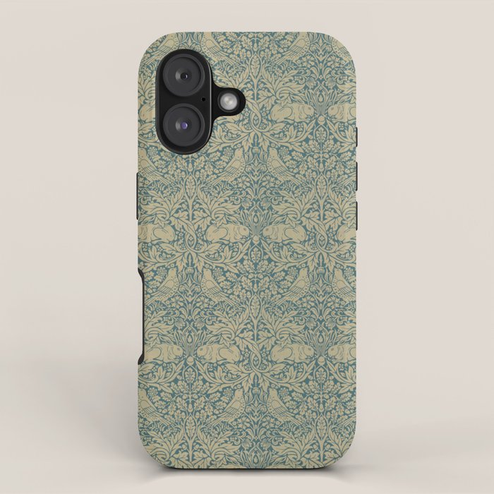 William Morris Brer Rabbit Blue Peacock Gold Vintage Pattern iPhone Case Gallery Image 1