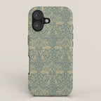 William Morris Brer Rabbit Blue Peacock Gold Vintage Pattern iPhone Case Gallery Image 1
