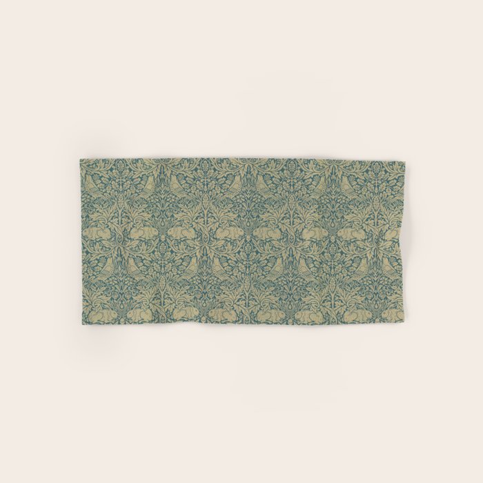 William Morris Brer Rabbit Blue Peacock Gold Vintage Pattern Bath Towel Gallery Image 1