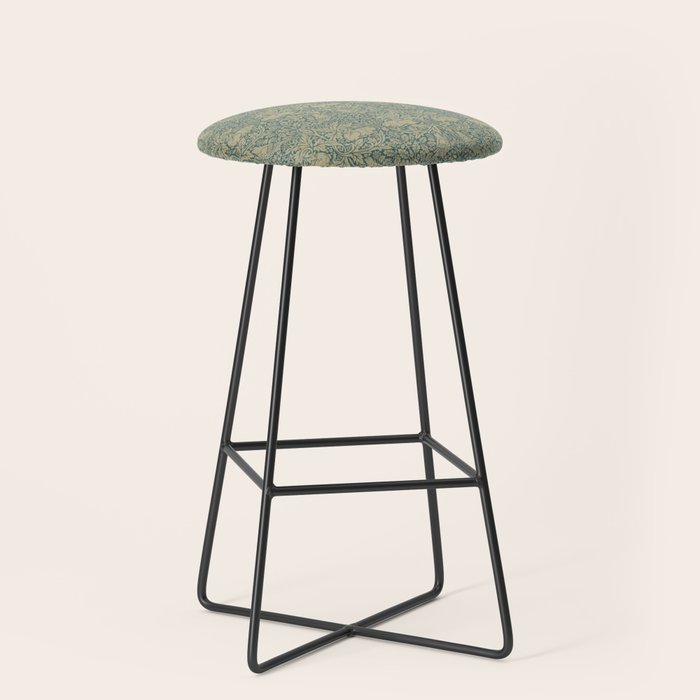 William Morris Brer Rabbit Blue Peacock Gold Vintage Pattern Stool Gallery Image 1