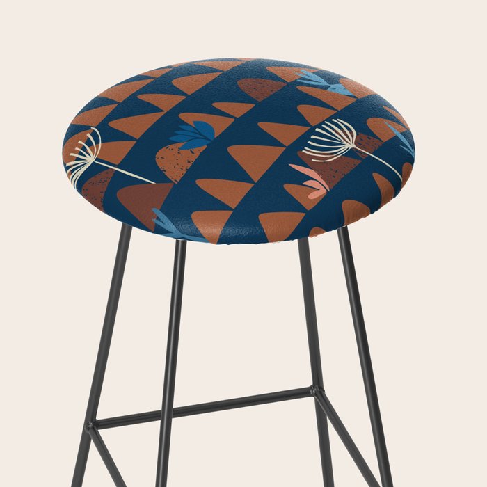 Farmland abstract pattern dark blue Stool Gallery Image 2