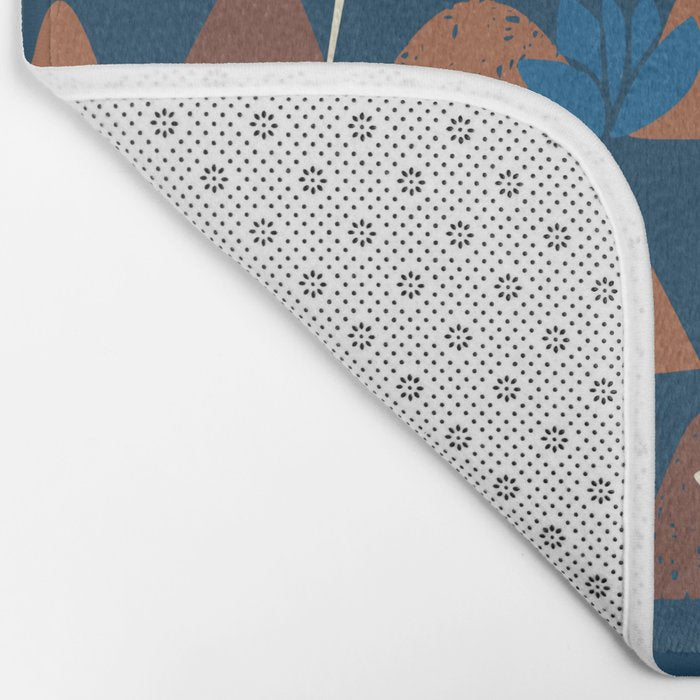 Farmland abstract pattern dark blue Bath Mat Gallery Image 2