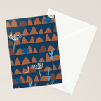 Farmland abstract pattern dark blue Stationery Card Gallery Image 2