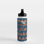 Farmland abstract pattern dark blue Water Bottle Gallery Image 3