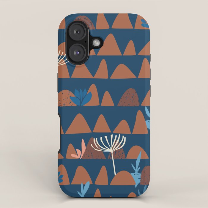 Farmland abstract pattern dark blue iPhone Case Gallery Image 1
