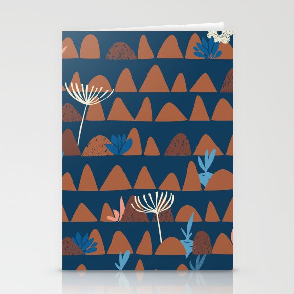 Farmland abstract pattern dark blue Stationery Card Gallery Image 2
