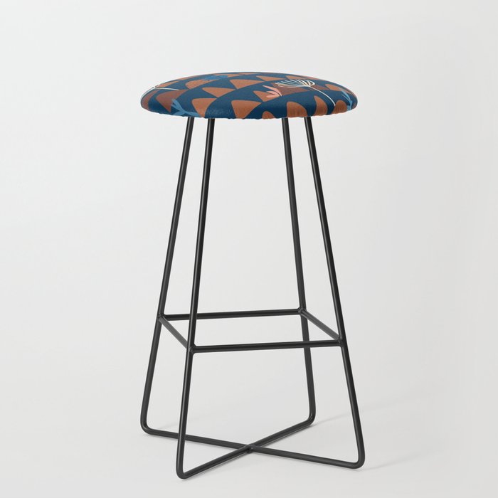 Farmland abstract pattern dark blue Stool Gallery Image 1