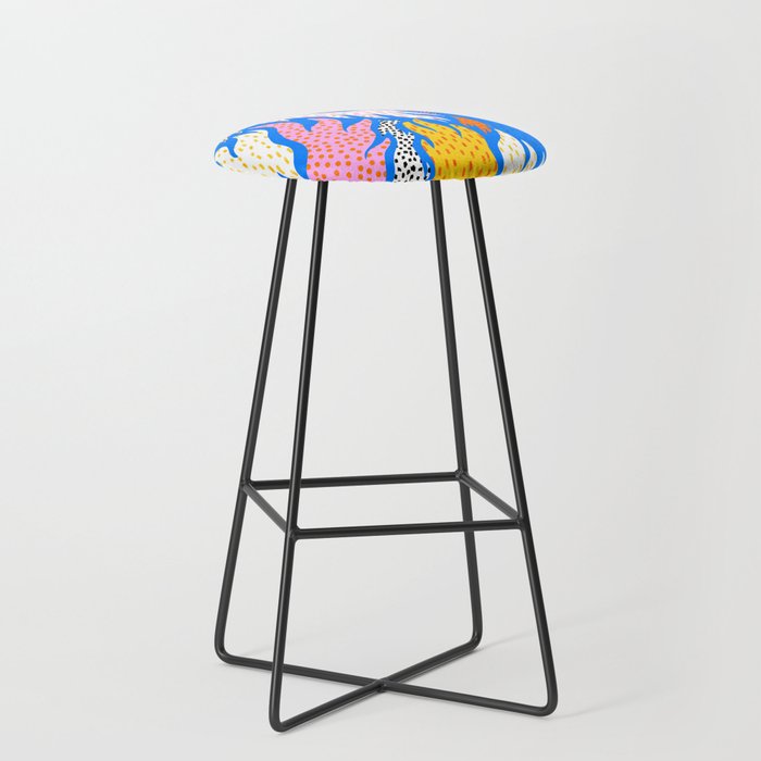 Abstract hand drawn shapes doodle pattern Stool Gallery Image 1
