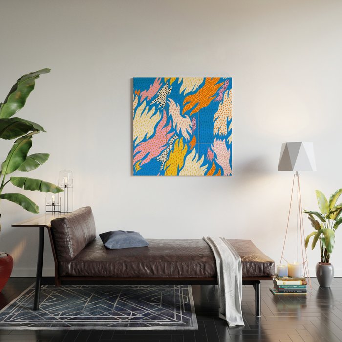 Abstract hand drawn shapes doodle pattern Wood Wall Art Gallery Image 2