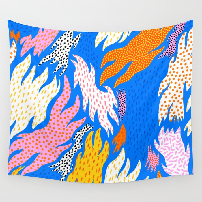Abstract hand drawn shapes doodle pattern Wall Tapestry Gallery Image 4