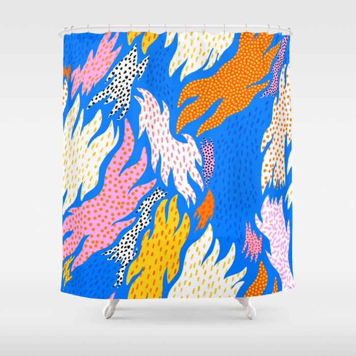 Abstract hand drawn shapes doodle pattern Shower Curtain Gallery Image 1