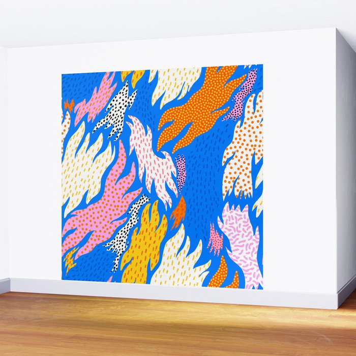 Abstract hand drawn shapes doodle pattern Wall Mural Gallery Image 2