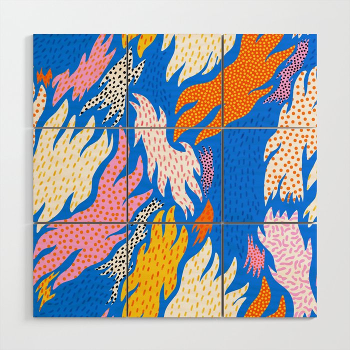 Abstract hand drawn shapes doodle pattern Wood Wall Art Gallery Image 1